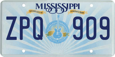 MS license plate ZPQ909