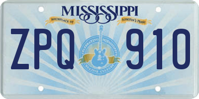 MS license plate ZPQ910