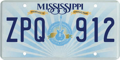 MS license plate ZPQ912