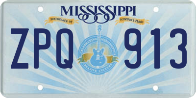 MS license plate ZPQ913
