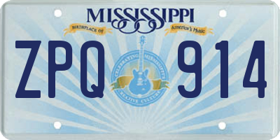 MS license plate ZPQ914