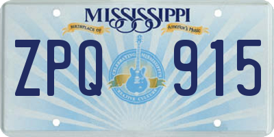 MS license plate ZPQ915