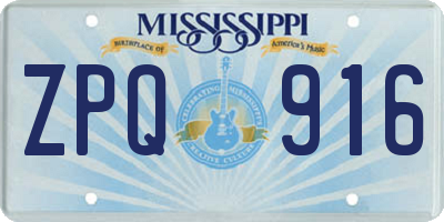 MS license plate ZPQ916