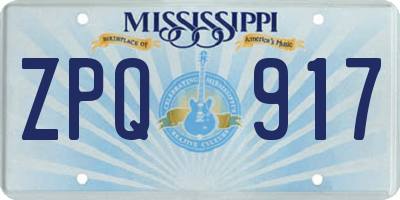 MS license plate ZPQ917