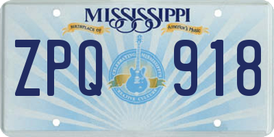 MS license plate ZPQ918