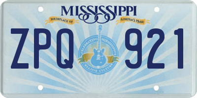 MS license plate ZPQ921