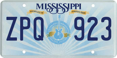 MS license plate ZPQ923