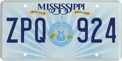 MS license plate ZPQ924