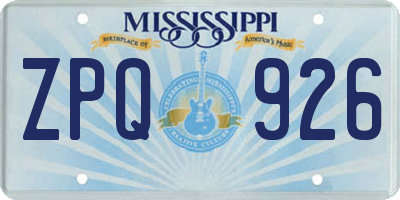 MS license plate ZPQ926