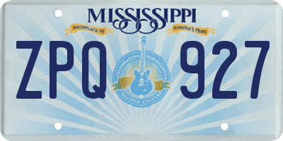 MS license plate ZPQ927