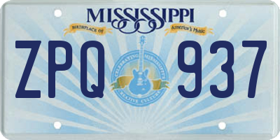 MS license plate ZPQ937