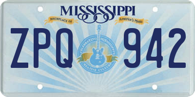 MS license plate ZPQ942