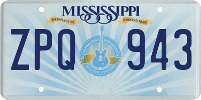 MS license plate ZPQ943