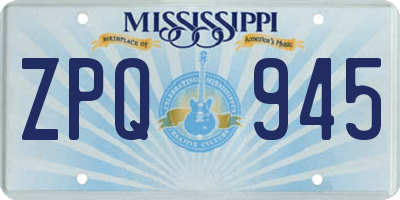 MS license plate ZPQ945
