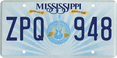 MS license plate ZPQ948