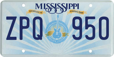 MS license plate ZPQ950