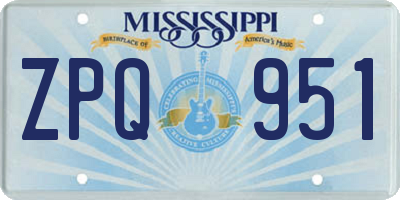 MS license plate ZPQ951