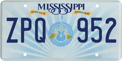 MS license plate ZPQ952