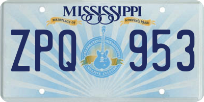 MS license plate ZPQ953