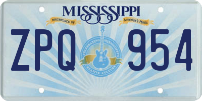 MS license plate ZPQ954
