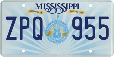 MS license plate ZPQ955