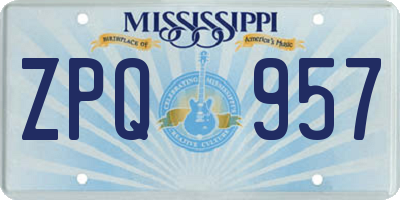 MS license plate ZPQ957
