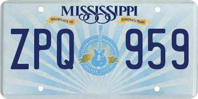 MS license plate ZPQ959