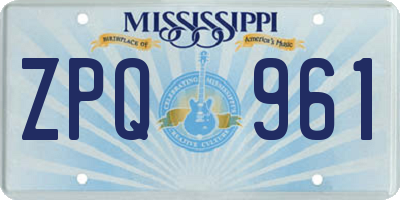 MS license plate ZPQ961