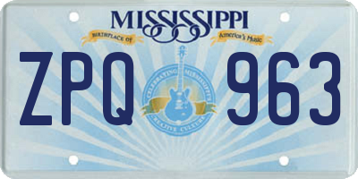 MS license plate ZPQ963