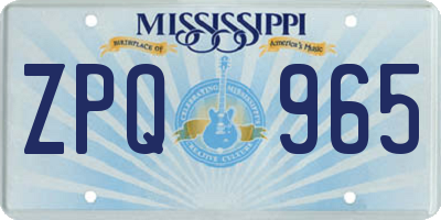 MS license plate ZPQ965