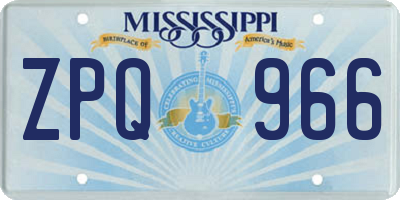 MS license plate ZPQ966