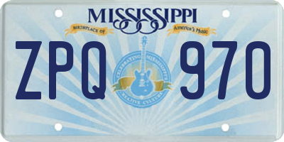 MS license plate ZPQ970