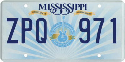MS license plate ZPQ971