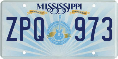 MS license plate ZPQ973