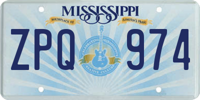 MS license plate ZPQ974