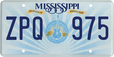 MS license plate ZPQ975