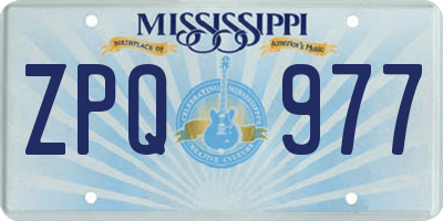 MS license plate ZPQ977