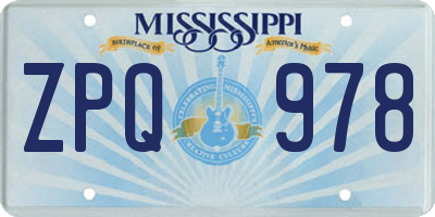 MS license plate ZPQ978