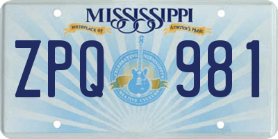 MS license plate ZPQ981
