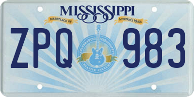 MS license plate ZPQ983