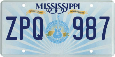 MS license plate ZPQ987