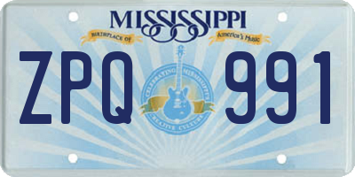 MS license plate ZPQ991