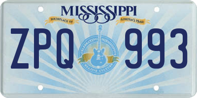 MS license plate ZPQ993
