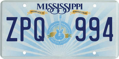MS license plate ZPQ994