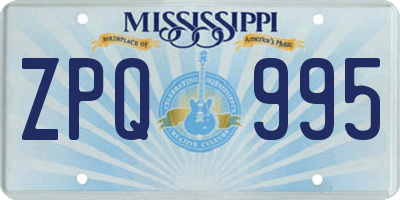 MS license plate ZPQ995