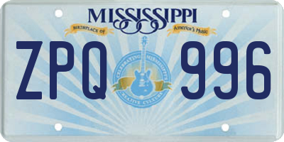 MS license plate ZPQ996