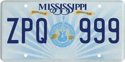 MS license plate ZPQ999