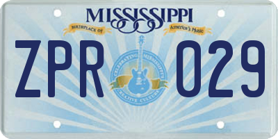MS license plate ZPR029