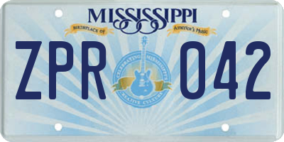 MS license plate ZPR042