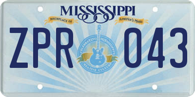 MS license plate ZPR043